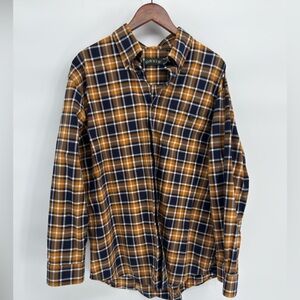 Orvis Men's Casual Plaid Shirt - Navy and Orange